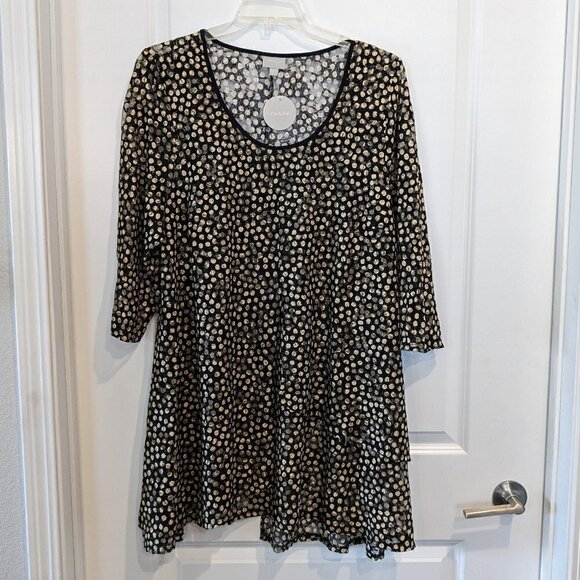 Zim & Zoe Imogen Overlay Tunic Blouse Sheer Black Dotted Top Size 22/24 NWT - Picture 2 of 16